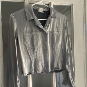 Silver button up blouse